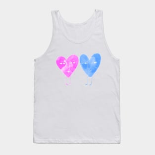 Cute blue and pink hearts in love Tank Top